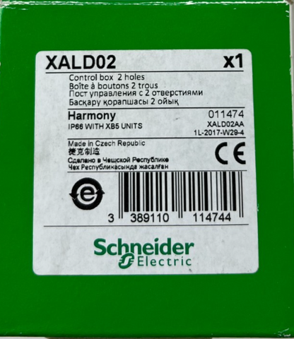 Schneider Electric XALD02 Harmony XAL 2‑Hole Empty Control Box IP66 New
