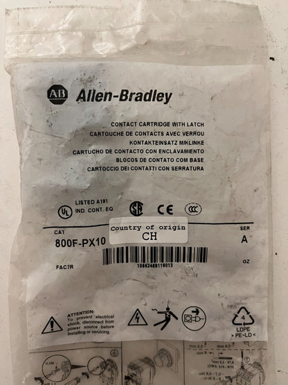 Allen-Bradley 800F-PX10 Contact Cartridge w/ Latch, NEW, 1NO, Series A, OEM