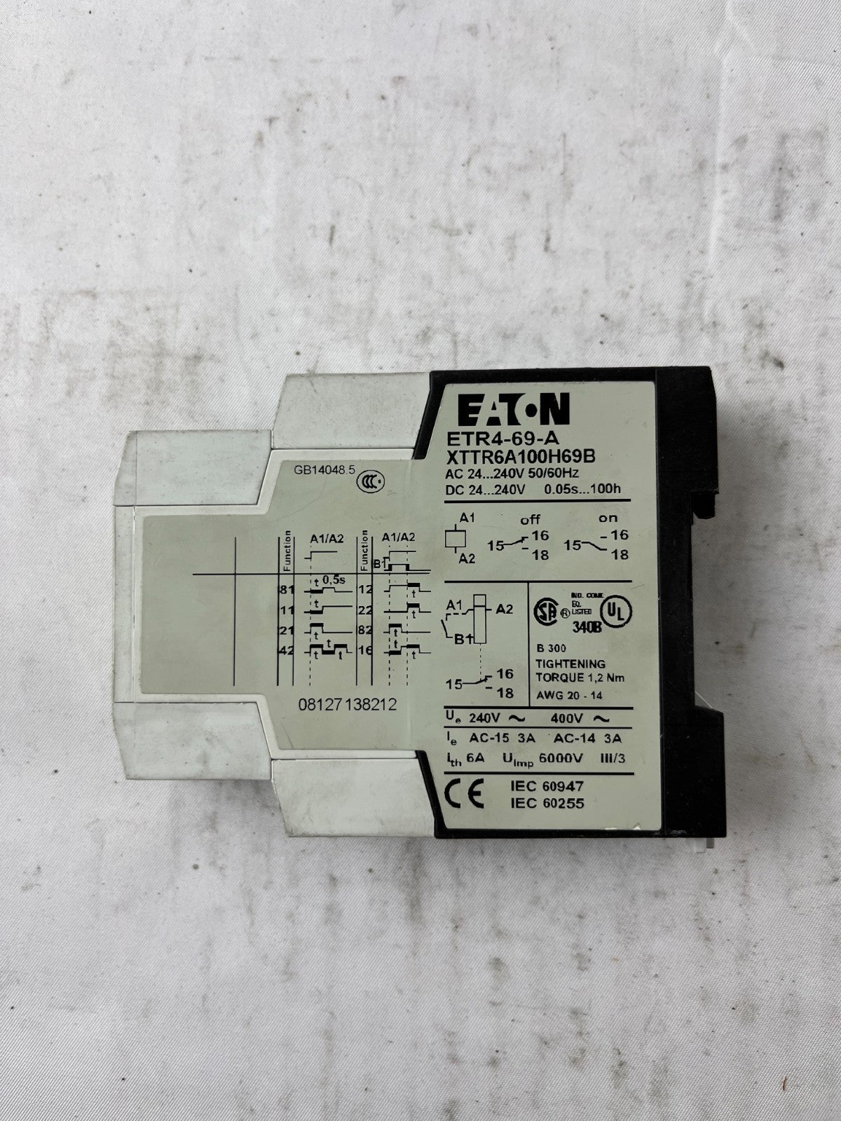 Eaton ETR4-69-A Timer Relay 24-240VAC/DC 0.05s-100h Multi Function Used Spare