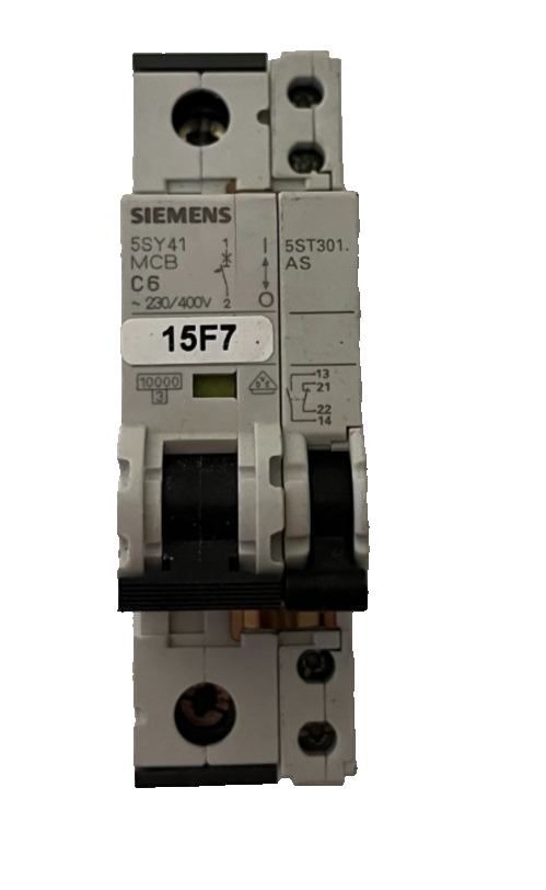 Siemens 5SY41 MCB C6 1P+Aux 6A Miniature Circuit Breaker 230/400V Used Spare