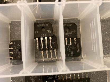Lot of Assorted Bridge Rectifiers in Storage Case Various Models Specifications