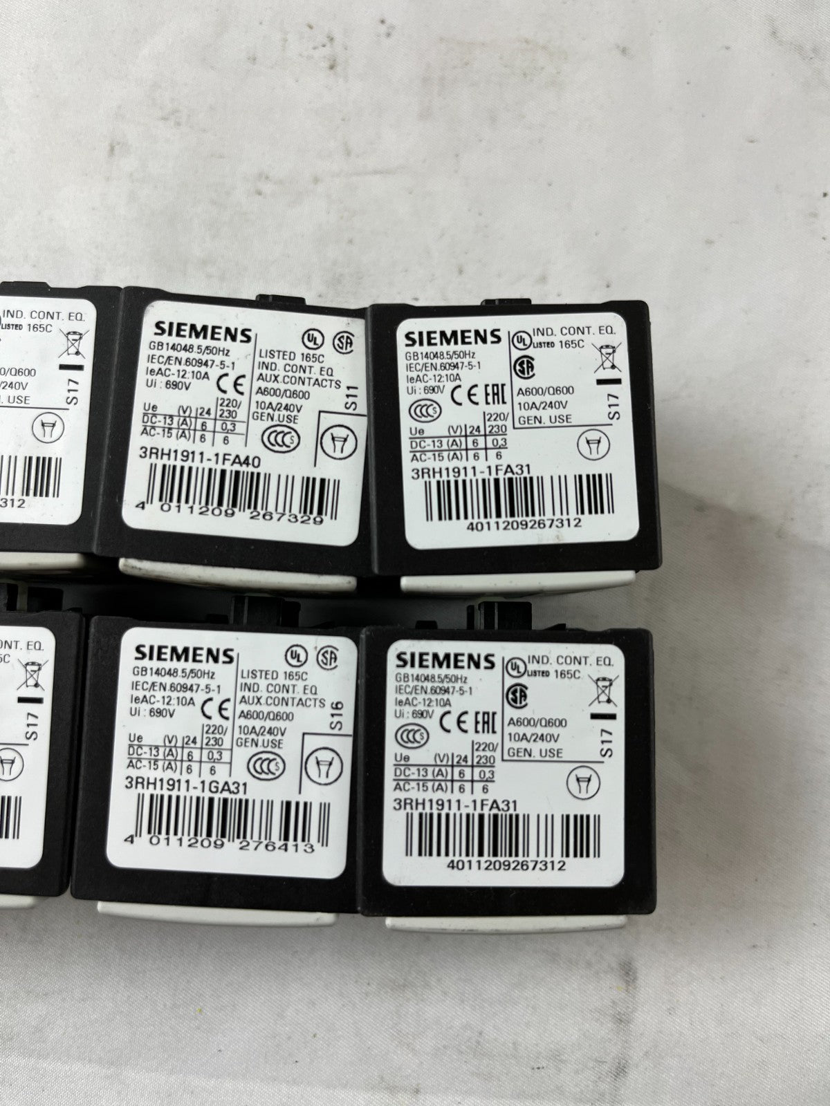 Siemens 3RH1911 Aux Contact Block 10A 240V IEC Used Lot 10 Mixed Models Spares