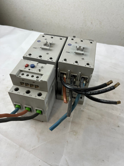 Allen-Bradley Motor Starter Bundle 100-C60 Contactors 193-EEGE Overload Relay