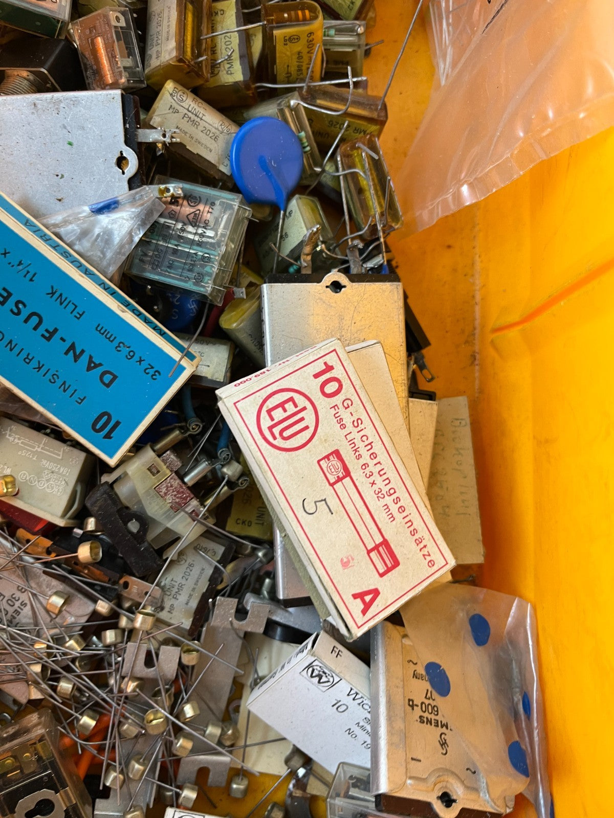 Vintage Electronics Grab Box – RC Snubber Units, Relays, Fuses, Mixed Components