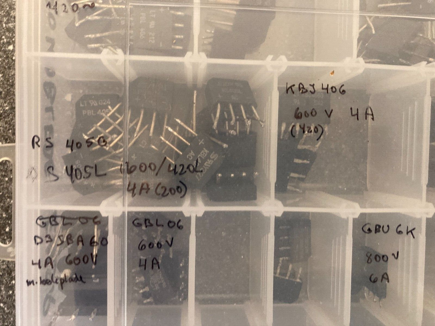 Lot of Assorted Bridge Rectifiers in Storage Case Various Models Specifications