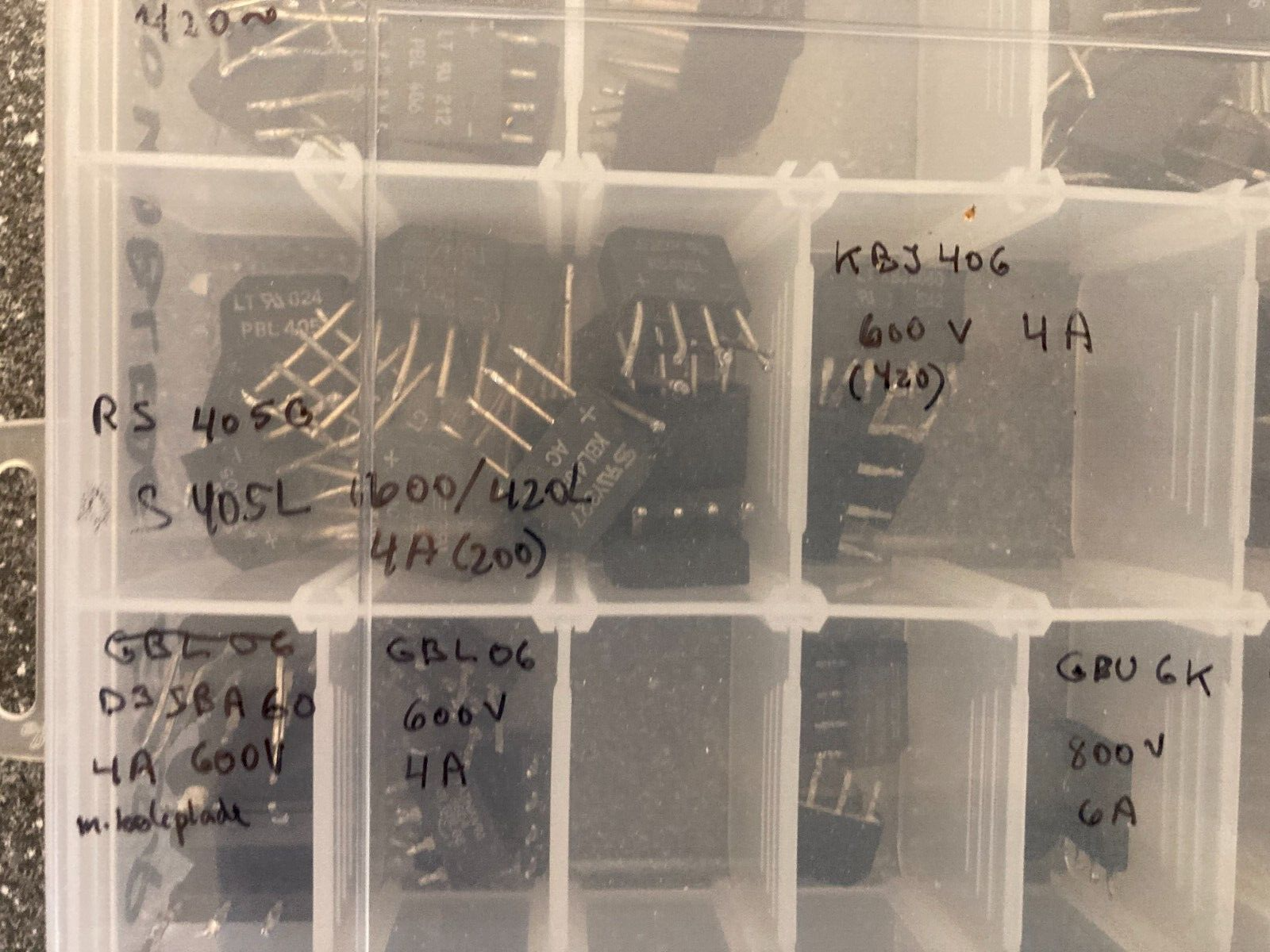 Lot of Assorted Bridge Rectifiers in Storage Case Various Models Specifications