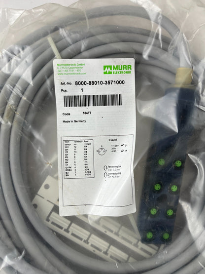 Murr Elektronik 8000-88010-3571000 Exact8 M8 Distribution Cable 8×M8 3-Pin 10m