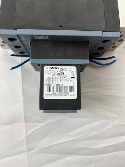Siemens 3RT2036-1KB40 Contactor 24VDC w 3RH2911-1HA11 Aux Used Working Spare