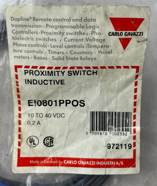 Carlo Gavazzi EI0801PPOS Inductive Proximity Switch 10–40 VDC 0.2A New NOS