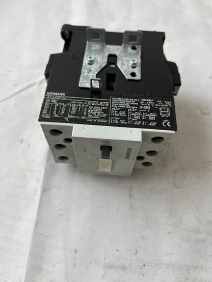 Siemens 3TF44 Contactor 3P w/ 3TY7561-1AA00 Aux Contact Block Used Spare Unit