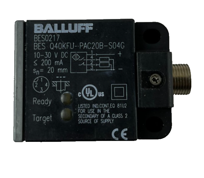Balluff BES0217 BES Q40KFU-PAC20B-S04G Inductive Sensor 10-30VDC 20mm Used