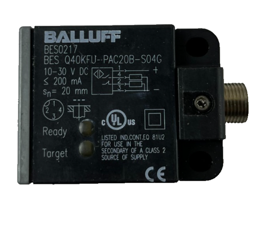 Balluff BES0217 BES Q40KFU-PAC20B-S04G Inductive Sensor 10-30VDC 20mm Used