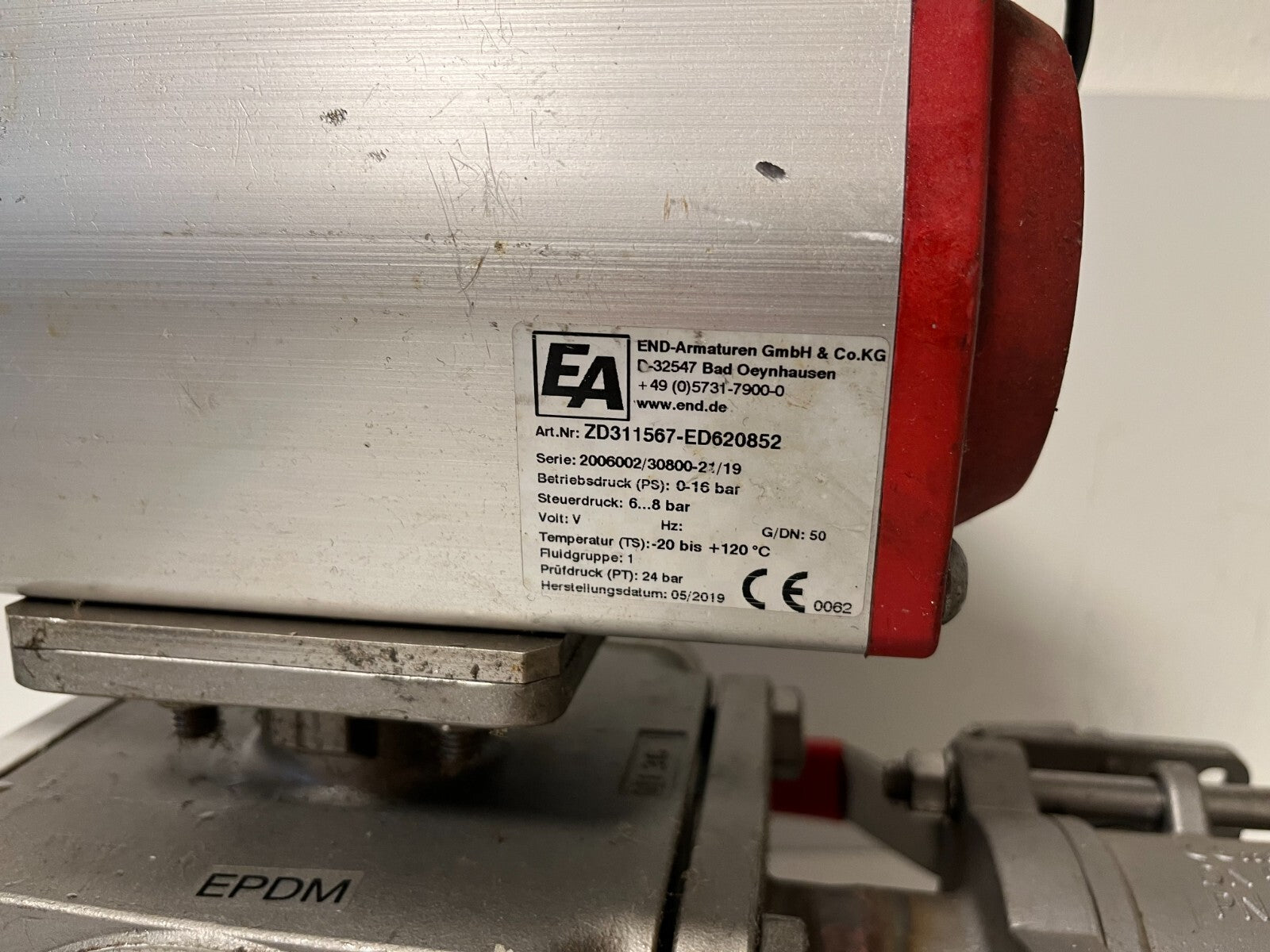 END-Armaturen ZD311567 DN50 Ball Valve Pneumatic Actuator Airtec Solenoid Used