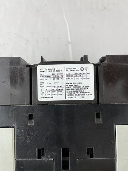 Siemens 3RT1044-1AP00 Contactor + 3RU1146-4MB0 Overload Relay 65A 30kW 230V Coil