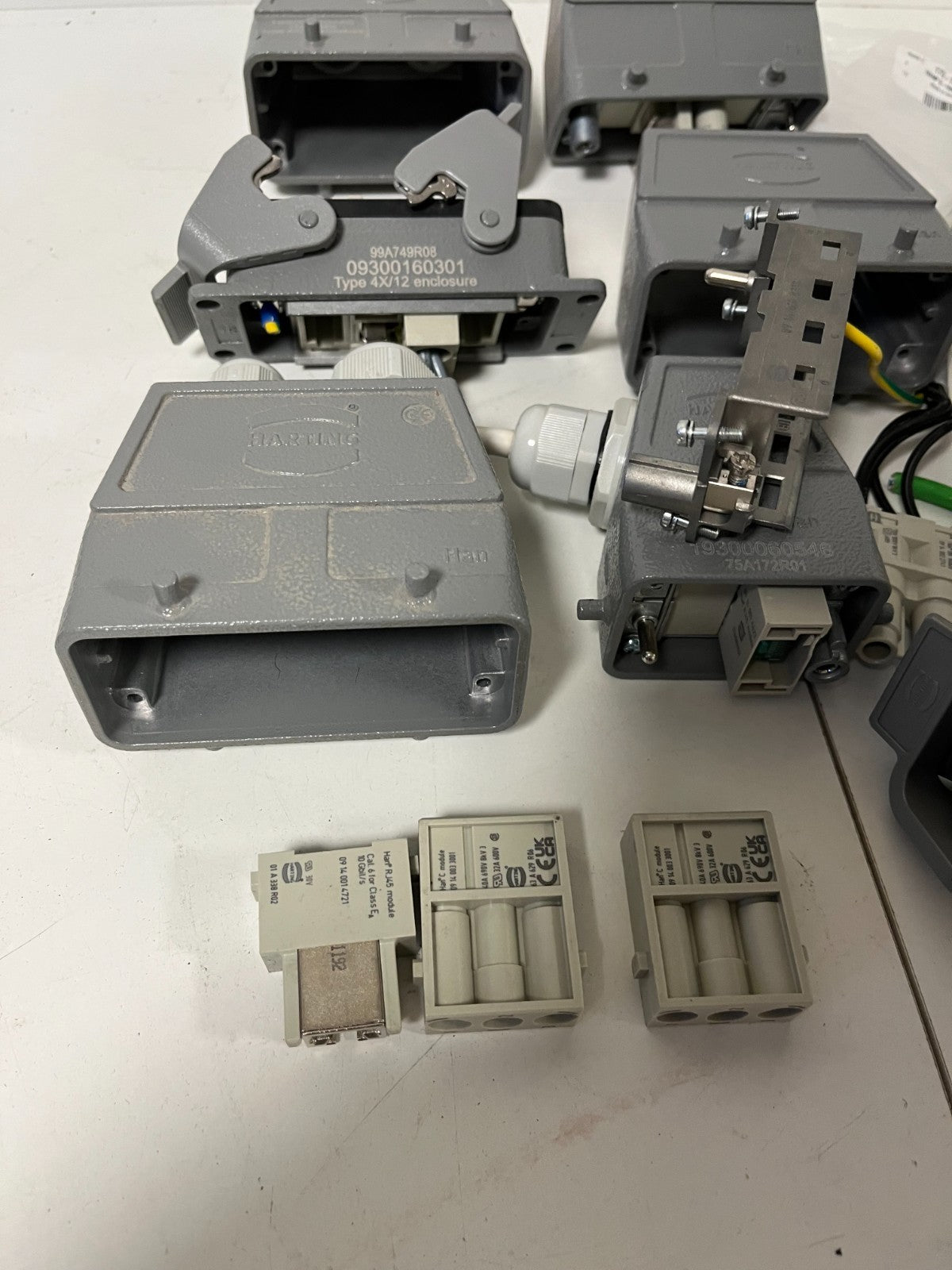 Harting Han Heavy Duty Connector Lot Enclosures Inserts Cable Hoods Used Bundle