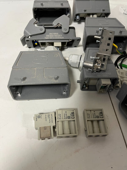 Harting Han Heavy Duty Connector Lot Enclosures Inserts Cable Hoods Used Bundle