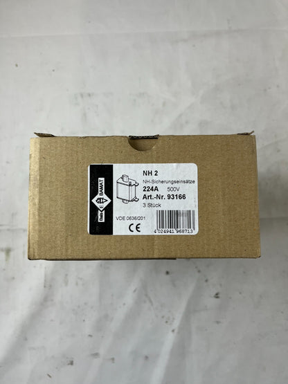 NH2 Fuse 224A 500V gG Bals Bamat 93166 3pcs New In Box Spares