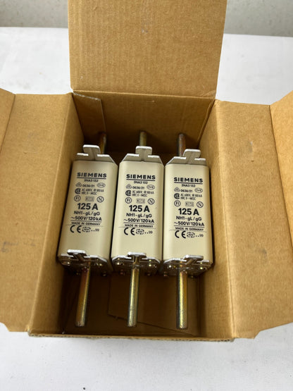 Siemens 3NA3 132 NH1 Fuse 125A 500V gL/gG LV HRC 3NA3132 – Box of 3x New