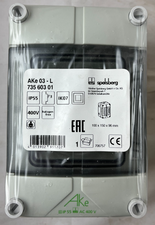 Spelsberg AKe 03-L 73560301 IP55 3 Module Enclosure 400V New in Box