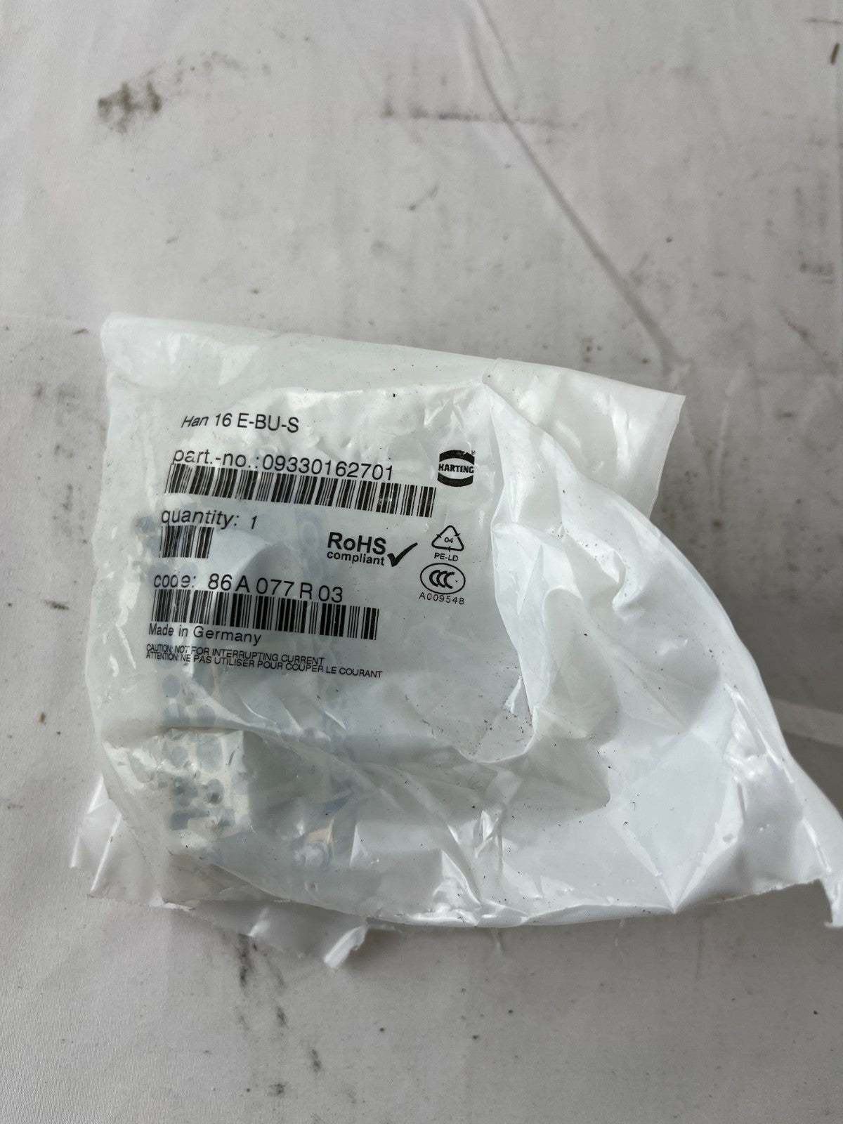 Harting Han 16 E-BU-S Connector Insert 16+PE 500V 16A 09330162701 Germany NEW