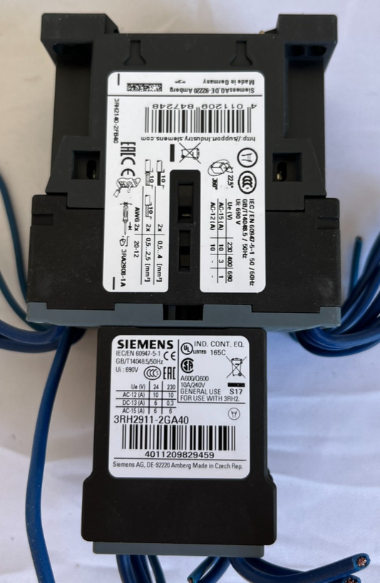 Siemens 3RH2140-2FB40 Contactor Relay 4NO 24V DC Coil With Pre-Wiring Used