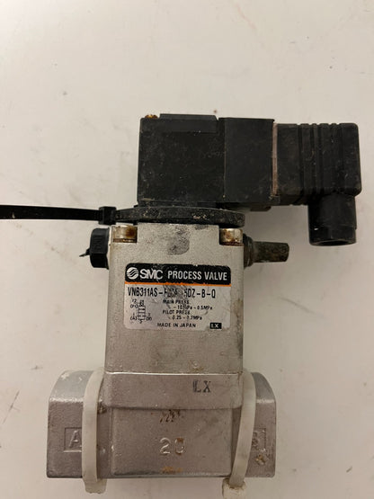 SMC VN8311AS-20A-5DZ-B-Q Pneumatic Process Valve 3/4" 20mm Solenoid, Used, Japan