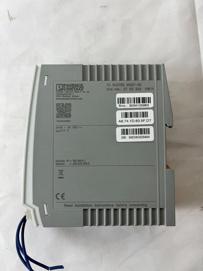 Phoenix Contact TC ROUTER 3002T-3G Industrial VPN Cellular Router 2702529 Used