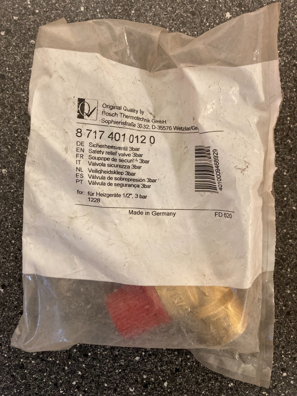 Bosch 3 Bar Safety Relief Valve PN:87174010120 for Heating Systems