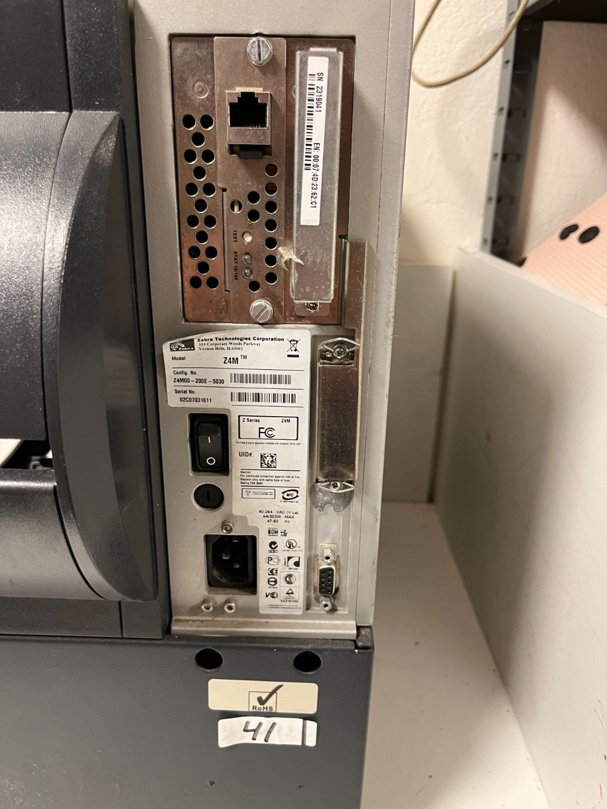 Zebra Z4Mplus Z4M00-200E-5030 Thermal Label Printer 203DPI Working Condition
