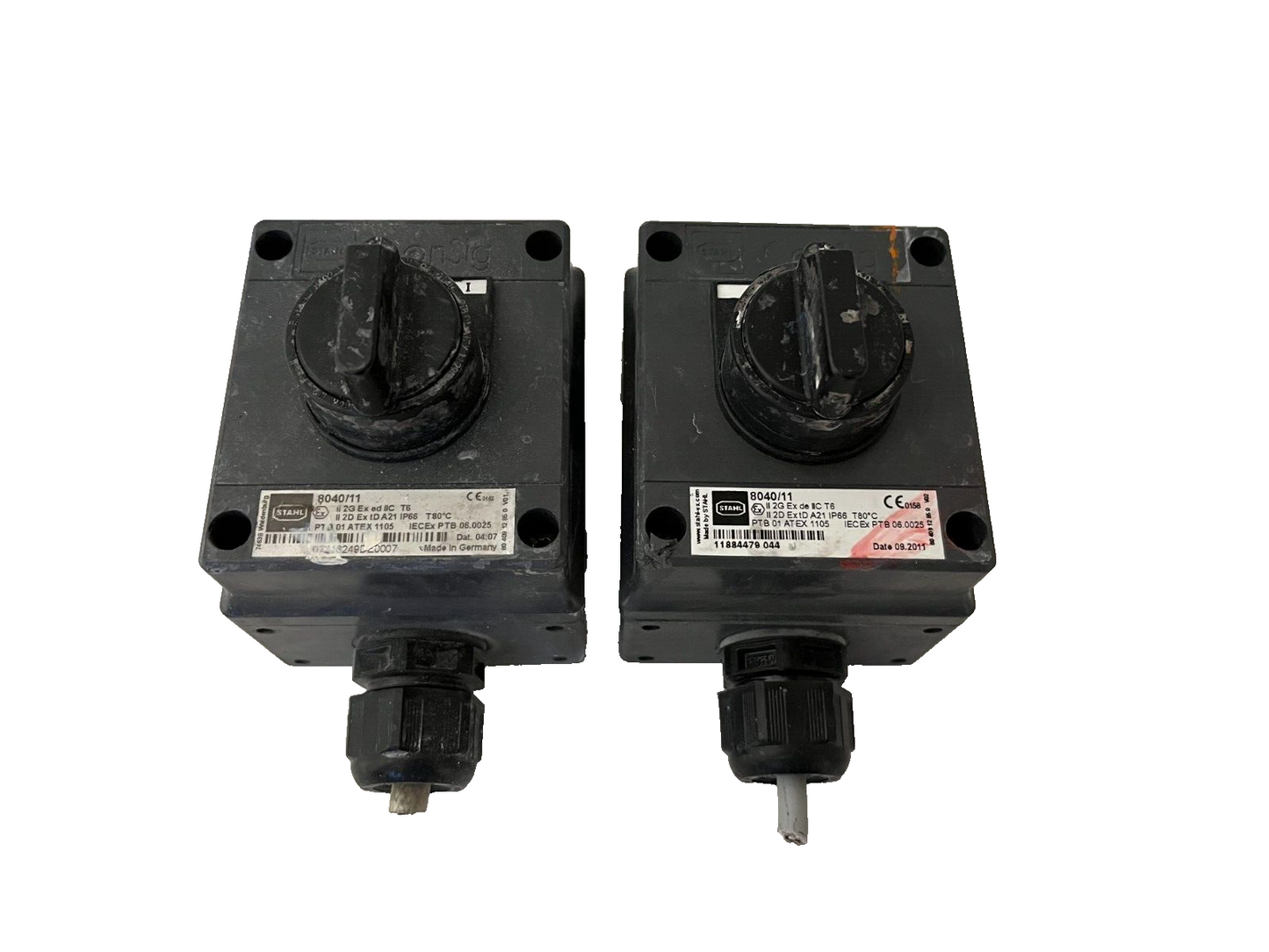 2x R. STAHL 8040/11 Explosion-Proof Rotary Switches - 500V AC - IP66 - Used