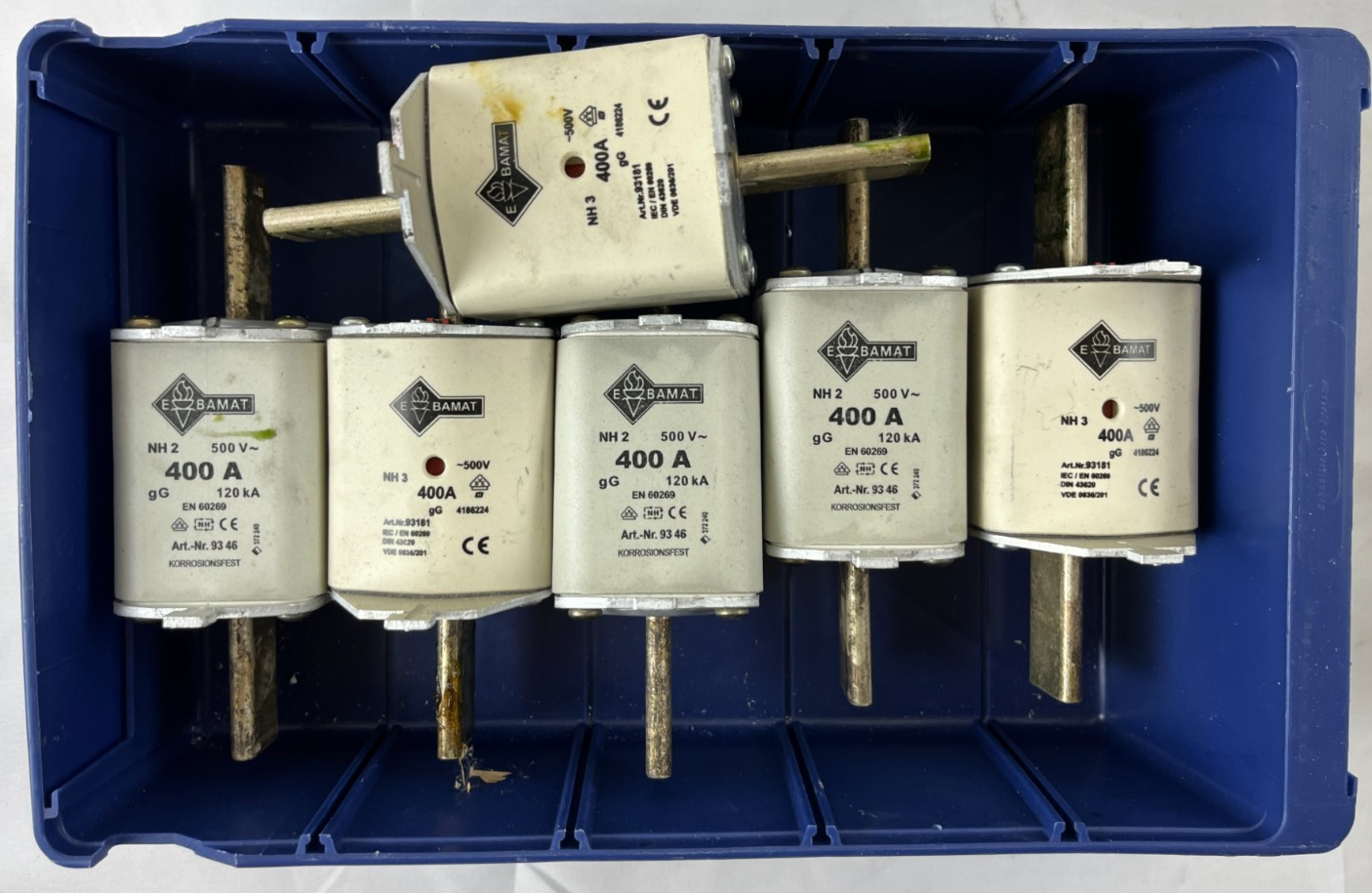 Damat NH2 NH3 400A 500V GG Fuses Lot Of 6 Used Spare Units Bundle