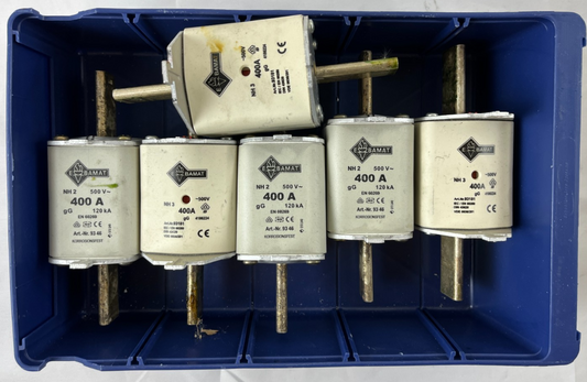 Damat NH2 NH3 400A 500V GG Fuses Lot Of 6 Used Spare Units Bundle