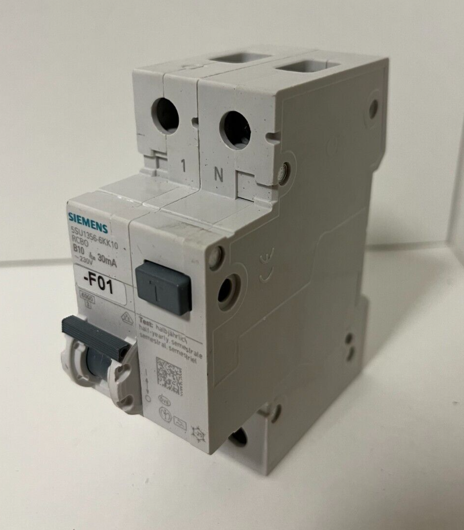 Siemens RCBO 5SU1356-6KK10 B10 30mA Residual Current Circuit Breaker - Used