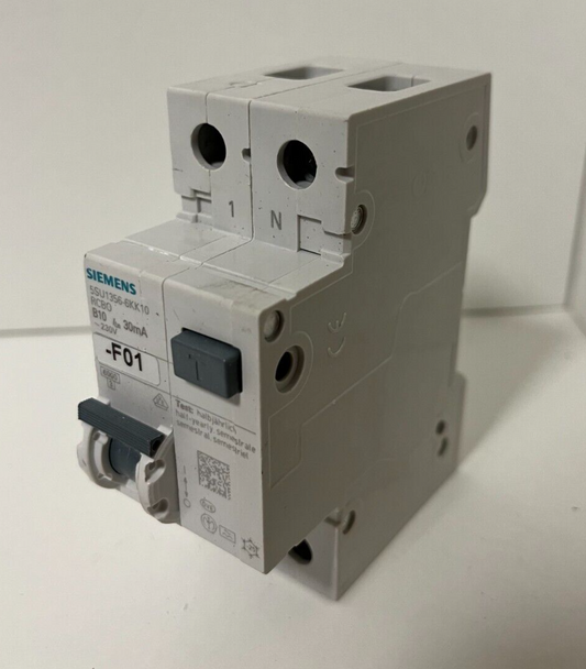 Siemens RCBO 5SU1356-6KK10 B10 30mA Residual Current Circuit Breaker - Used
