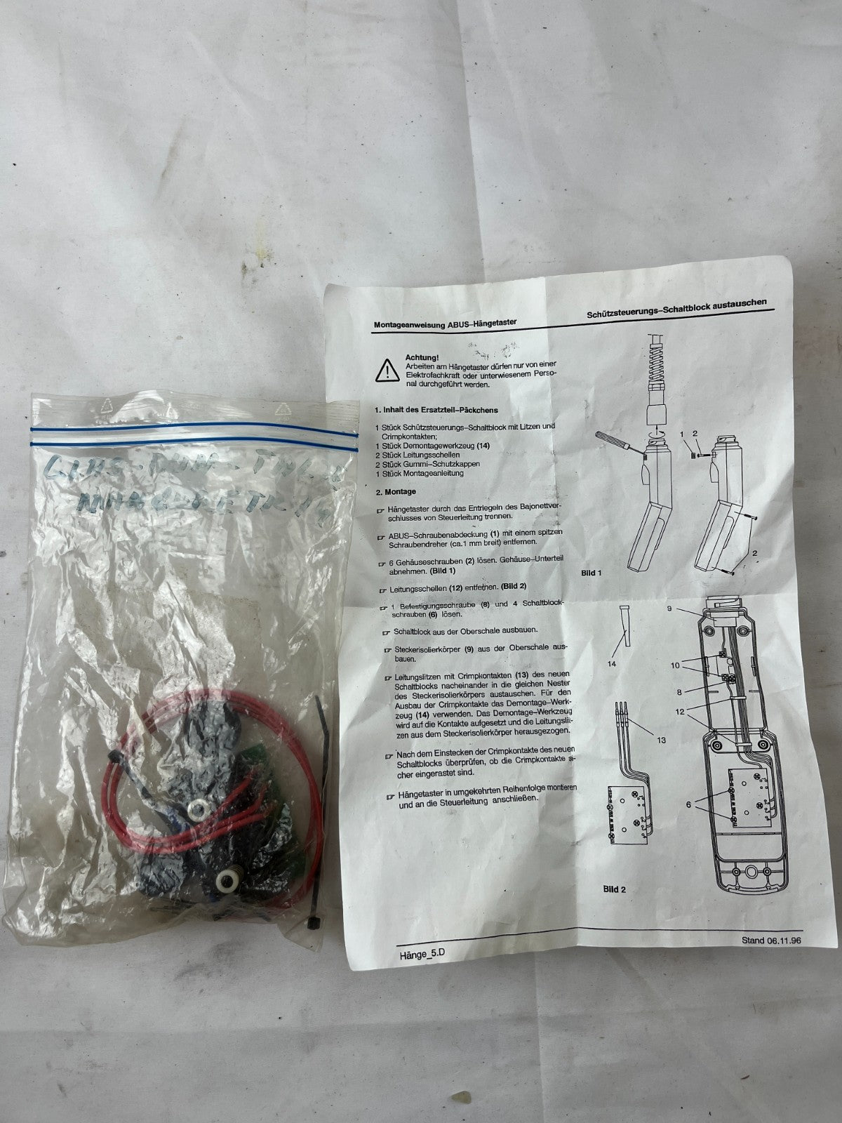 ABUS Pendant Control Switch Block Repair Kit New NOS Hoist Control Spare