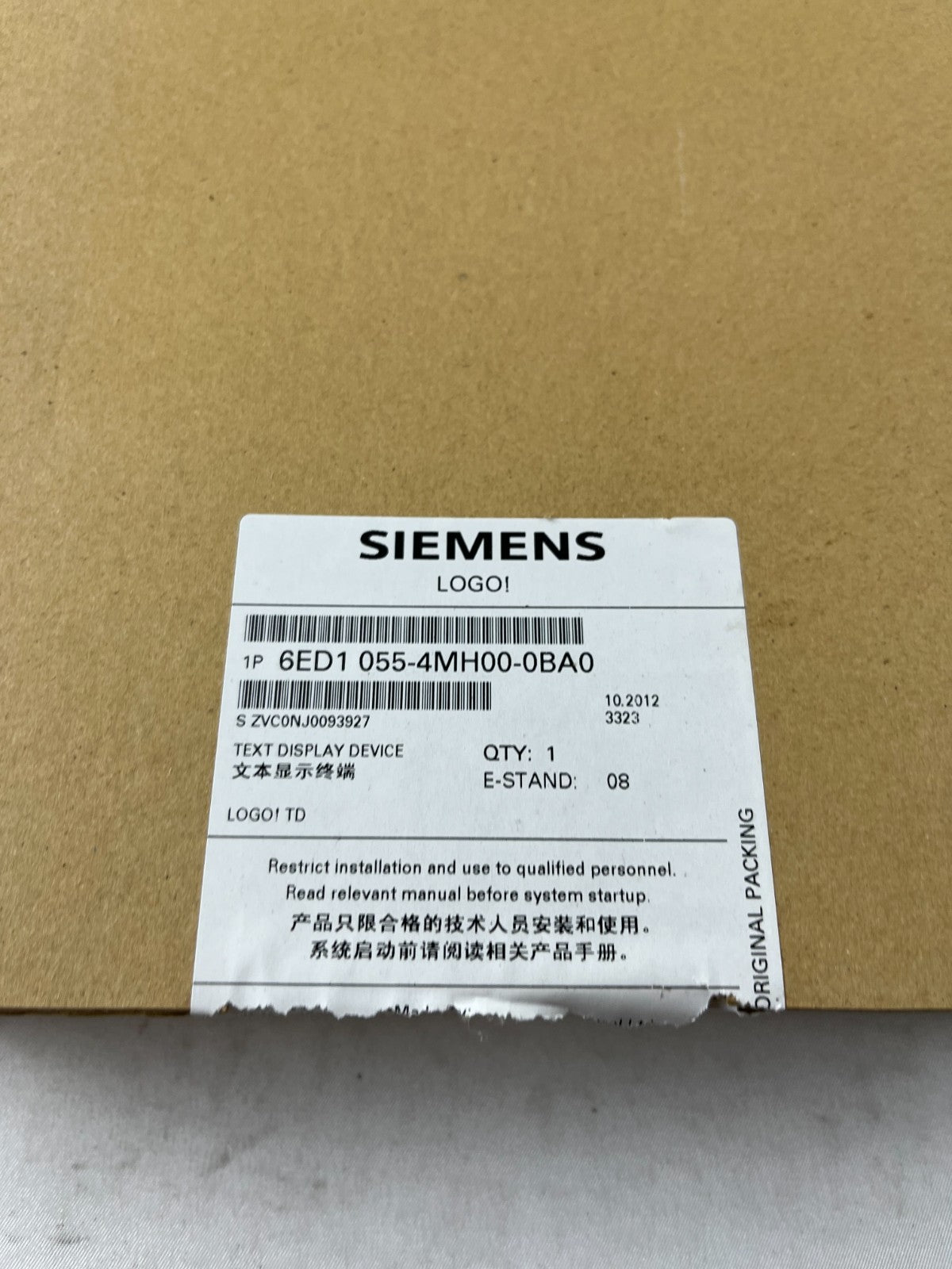 Siemens LOGO! TD Text Display 6ED1 055-4MH00-0BA0 with Mounting Accessories New