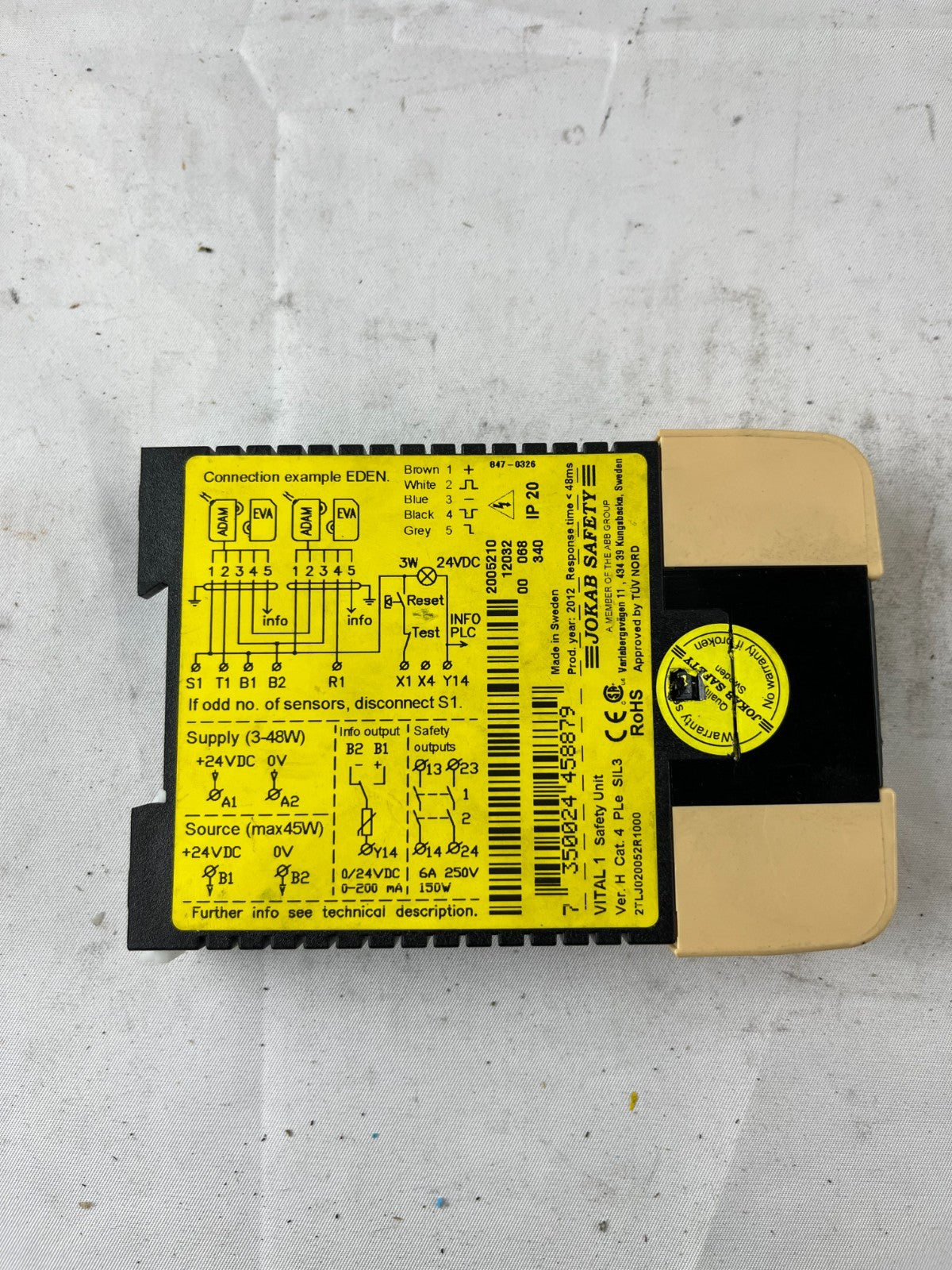 ABB Jokab Safety Vital 1 24VDC Safety Controller 2NO Outputs USED Spare Part