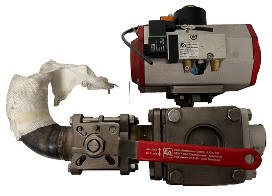 END-Armaturen ZD311567 DN50 Ball Valve Pneumatic Actuator Airtec Solenoid Used