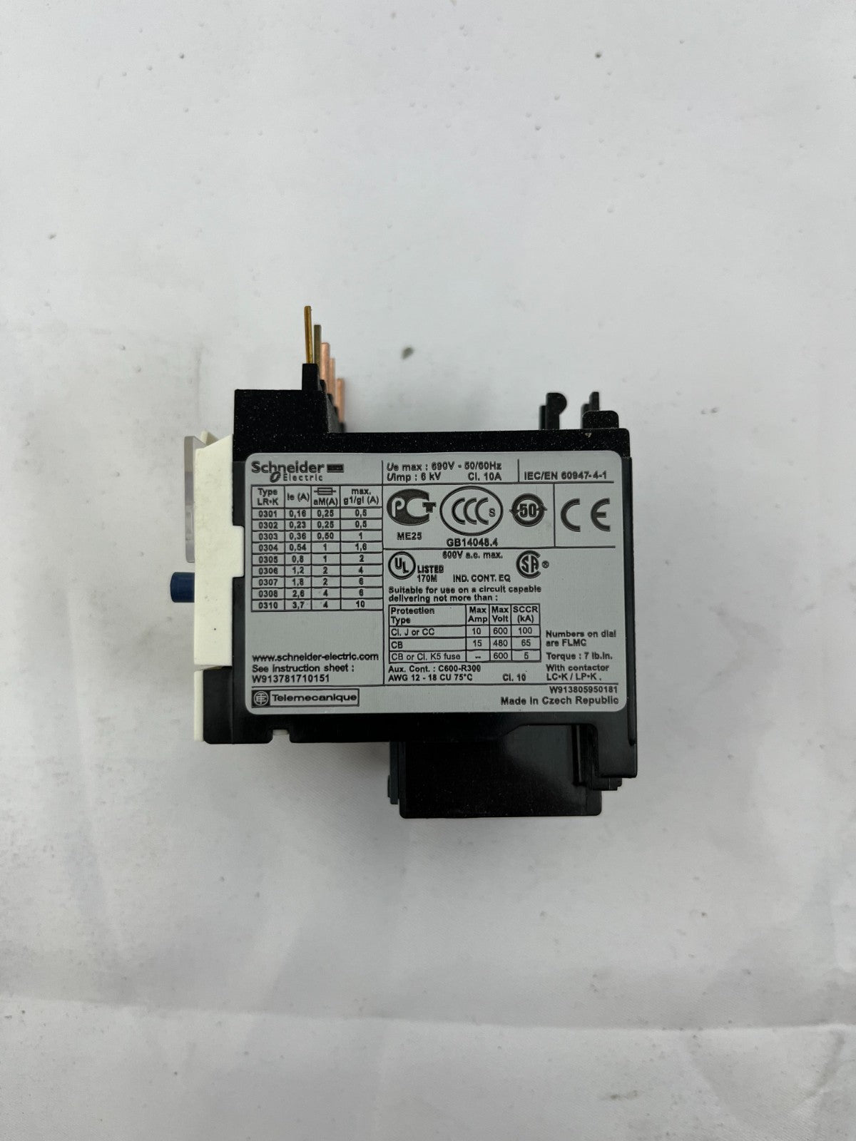 Schneider Electric LR2K0304 TeSys Thermal Overload Relay 0.36-0.54A, New in Box