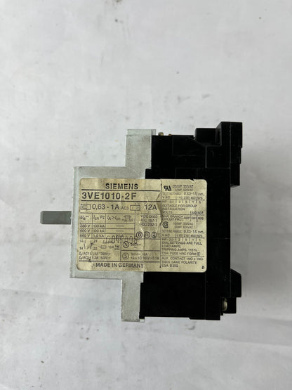 Siemens 3VE1010-2F Motor Protection Circuit Breaker 0.63–1A 3‑Pole Used Spare