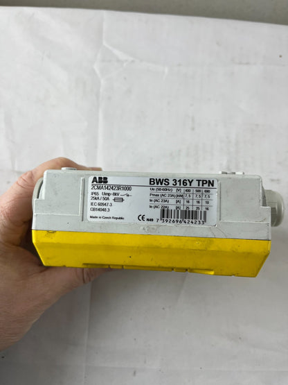 ABB BWS 316Y TPN USED Safety Switch Isolator 16A 3-Pole IP65 Yellow