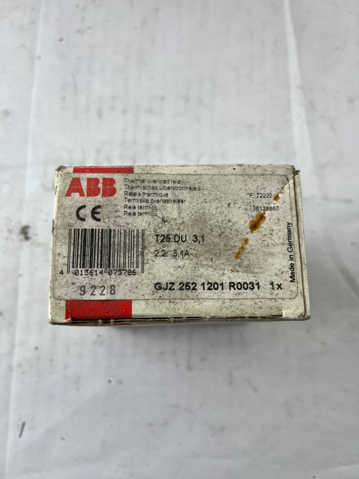 ABB T25 DU 3.1 Thermal Overload Relay 2.2–3.1A New in Box Spare Part