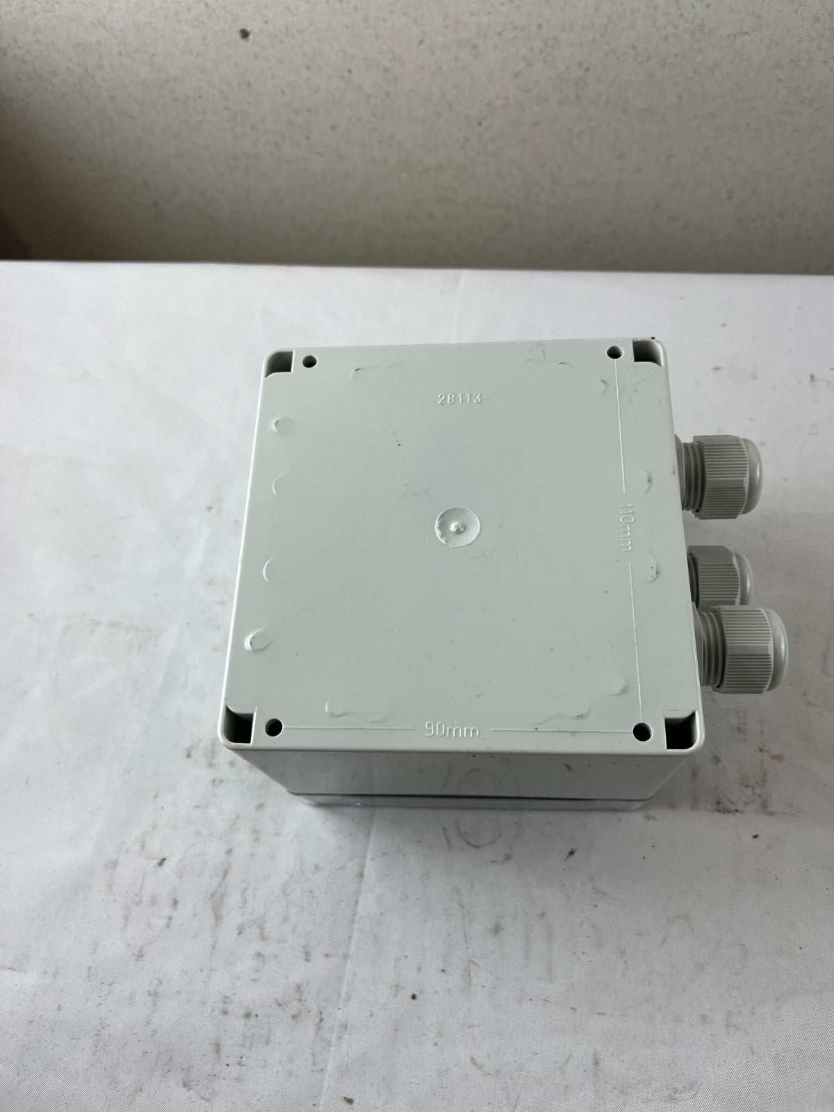 Industrial Junction Box 110x90mm Clear Lid 3x Cable Glands Used Spare Unit