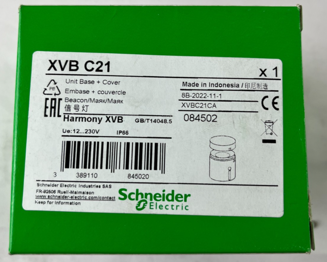 Schneider Electric XVBC21CA Harmony XVB Base Unit + Cover 70 mm Tower Light