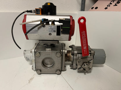 END-Armaturen ZD311567 DN50 Ball Valve Pneumatic Actuator Airtec Solenoid Used
