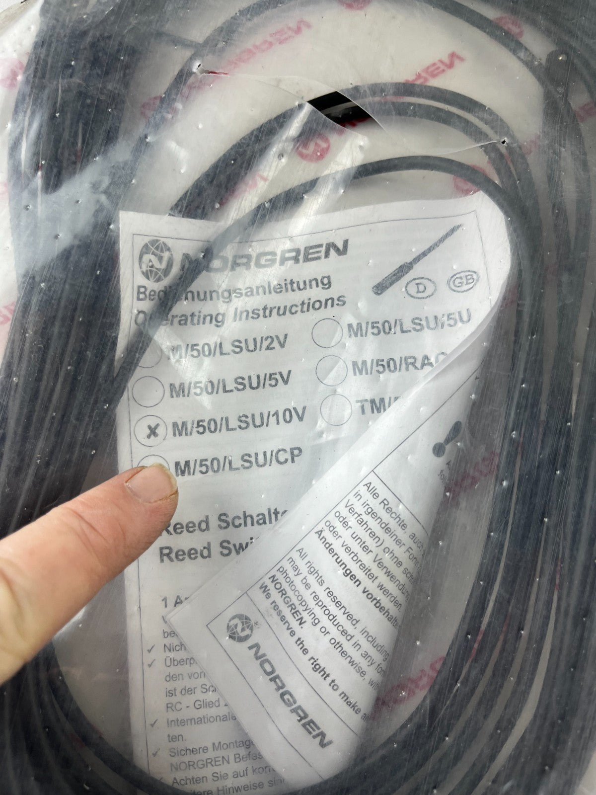 Norgren M/50/LSU/10V Magnetic Reed Switch 10m Cable For Pneumatic Cylinders New