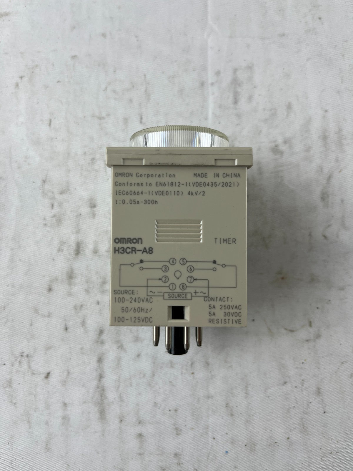 Omron H3CR-A8 Analog Timer Relay 100-240VAC 5A Plug-In Used Spare Unit