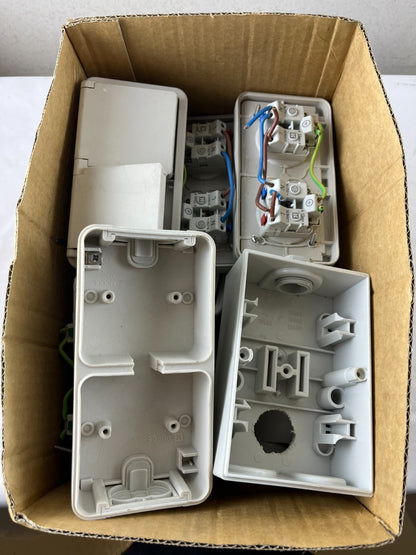 Lot Surface Mount IP44 Schuko Sockets & Rotary Isolator Enclosures 16A 250V New