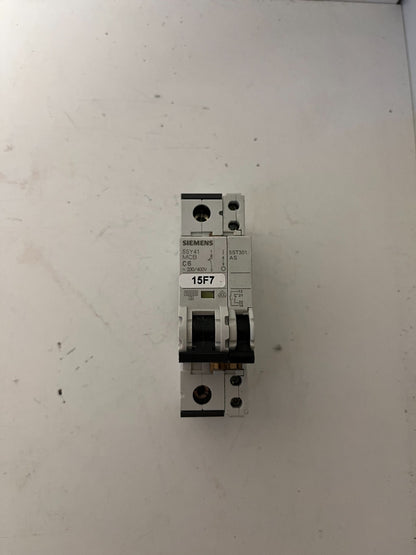 Siemens 5SY41 MCB C6 1P+Aux 6A Miniature Circuit Breaker 230/400V Used Spare