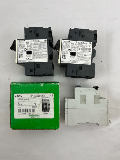 Schneider Electric GV2ME05, GV2ME07 Motor Circuit Breakers & 23360 RCCB Bundle